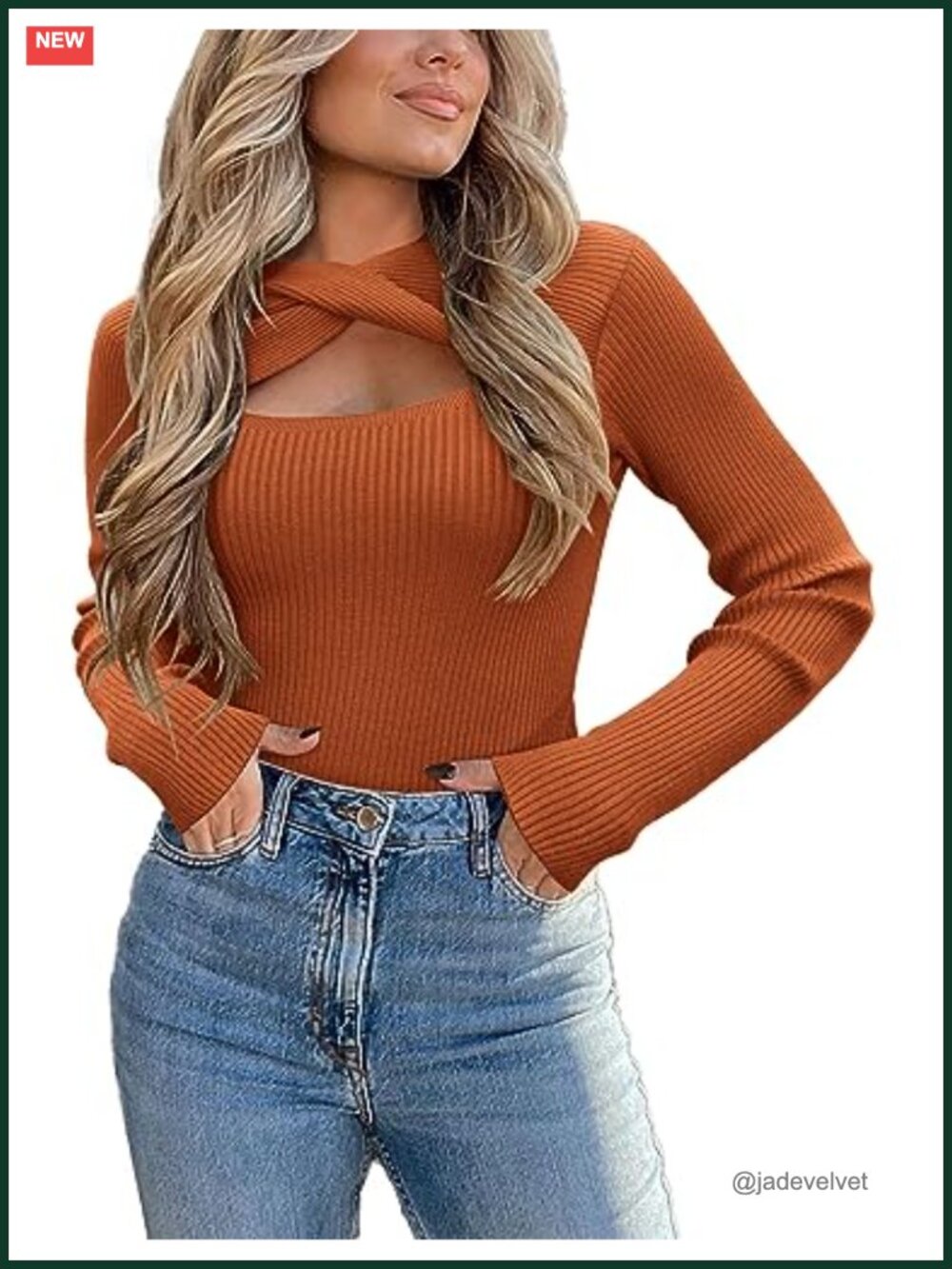 Zeagoo Women's Slim Fit Long Sleeve Cutout Knit Pullover Sweater